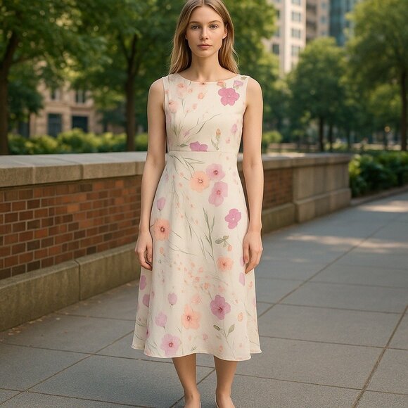Vintage 90s Studio Y Floral Crinkle Midi Slip Dress Size 13 Juniors - Picture 1 of 4